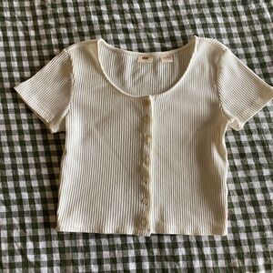 Levi's Cream Cropped Ribbed Top